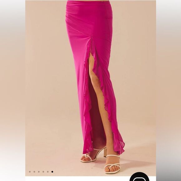 NWT Peppermayo pink Bittersweet mesh maxi skirt high slit 6 mulberry - Picture 2 of 9